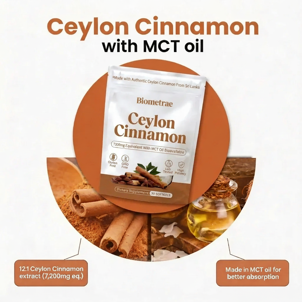 Ceylon Cinnamon 7200mg Equivalent with MCT Oil.